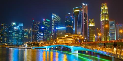 Photo of Singapore at night seen from the waterfront